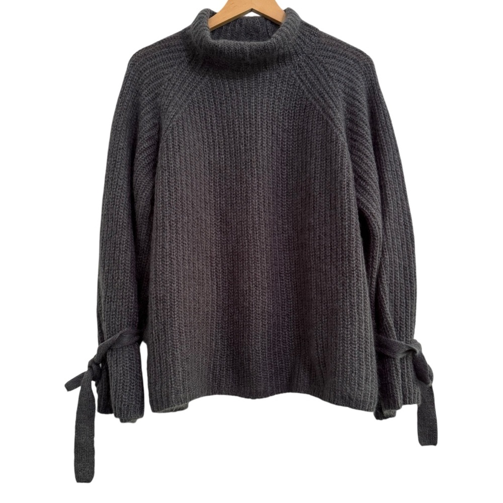Naadam Umbriel Mohair Tie Wrist Turtleneck Sweater Charcoal Small